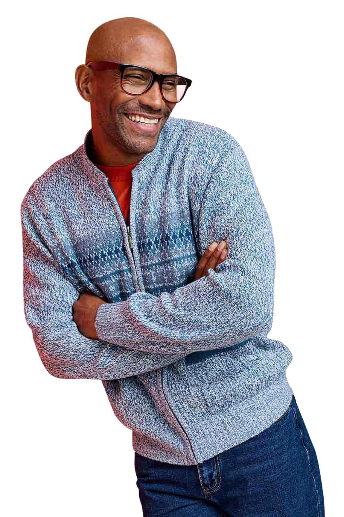 Tootal Tootal Men's Horizontal Jacquard Zip Cardigan in Blue - 4