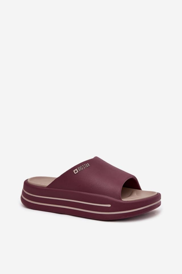 Love Lace Love Lace Women's Big Star Soft Foam High Sole Flip Flops Summer Beach Casual in Burgundy - 2