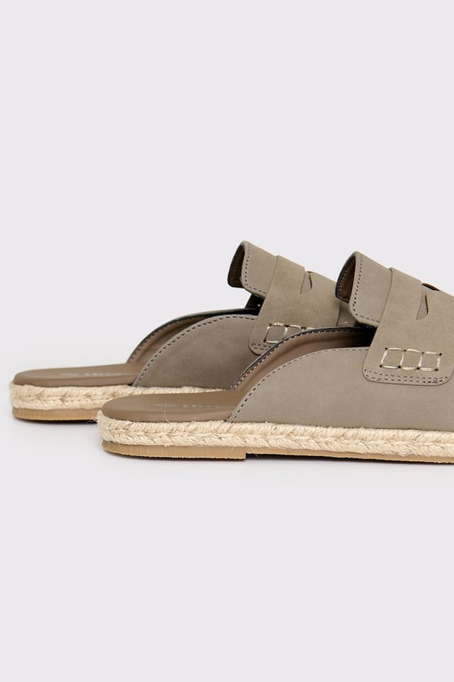 Threadbare Threadbare Men's Faux Suede Penny Loafer Sandals in Taupe - 3
