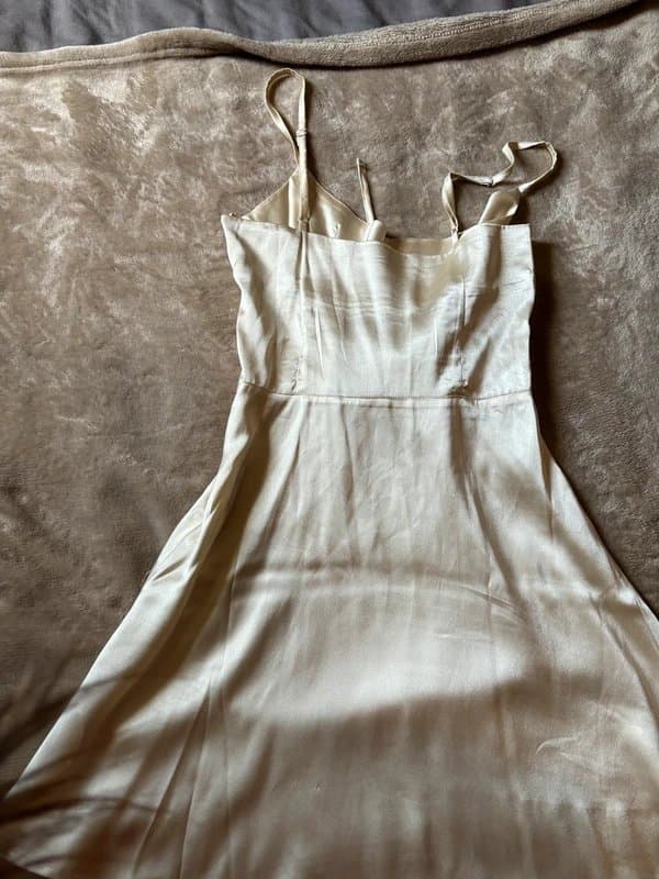 AsYou Cream Satin Laceup mini dress