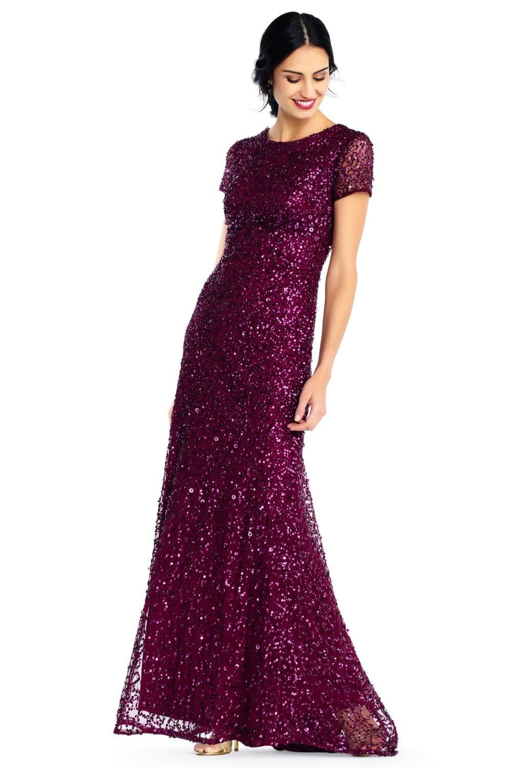 Adrianna Papell Adrianna Papell Women's Scoop Bck Lng Drs in Wine