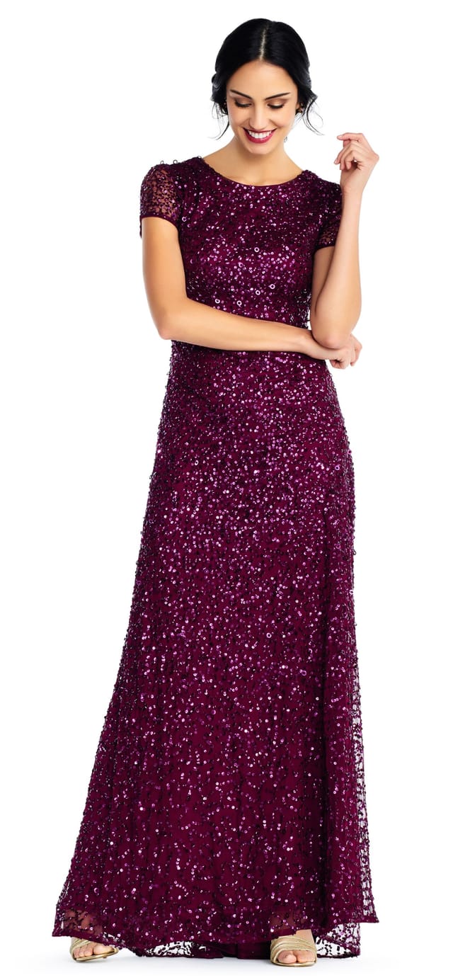 Adrianna Papell Adrianna Papell Women's Scoop Bck Lng Drs in Wine - 2