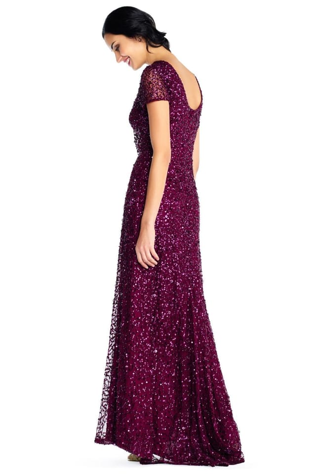 Adrianna Papell Adrianna Papell Women's Scoop Bck Lng Drs in Wine - 3