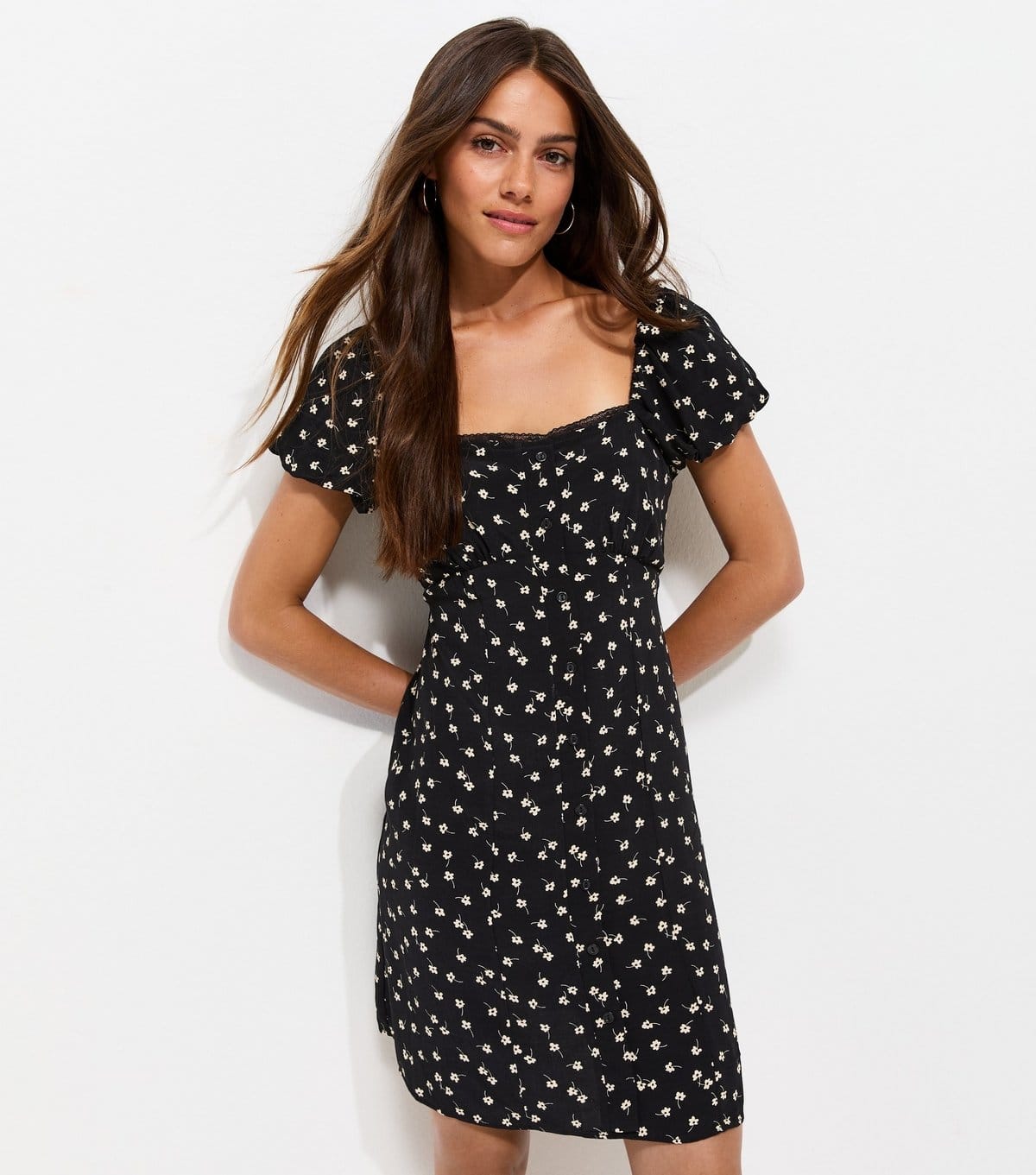 New Look Petite Black Floral Mini Dress