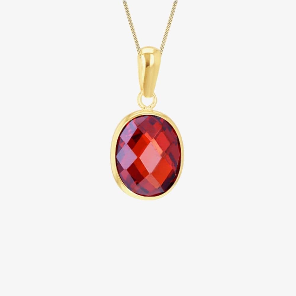T.H.Baker T.H.Baker Red Crystal Necklace in 9ct Yellow Gold