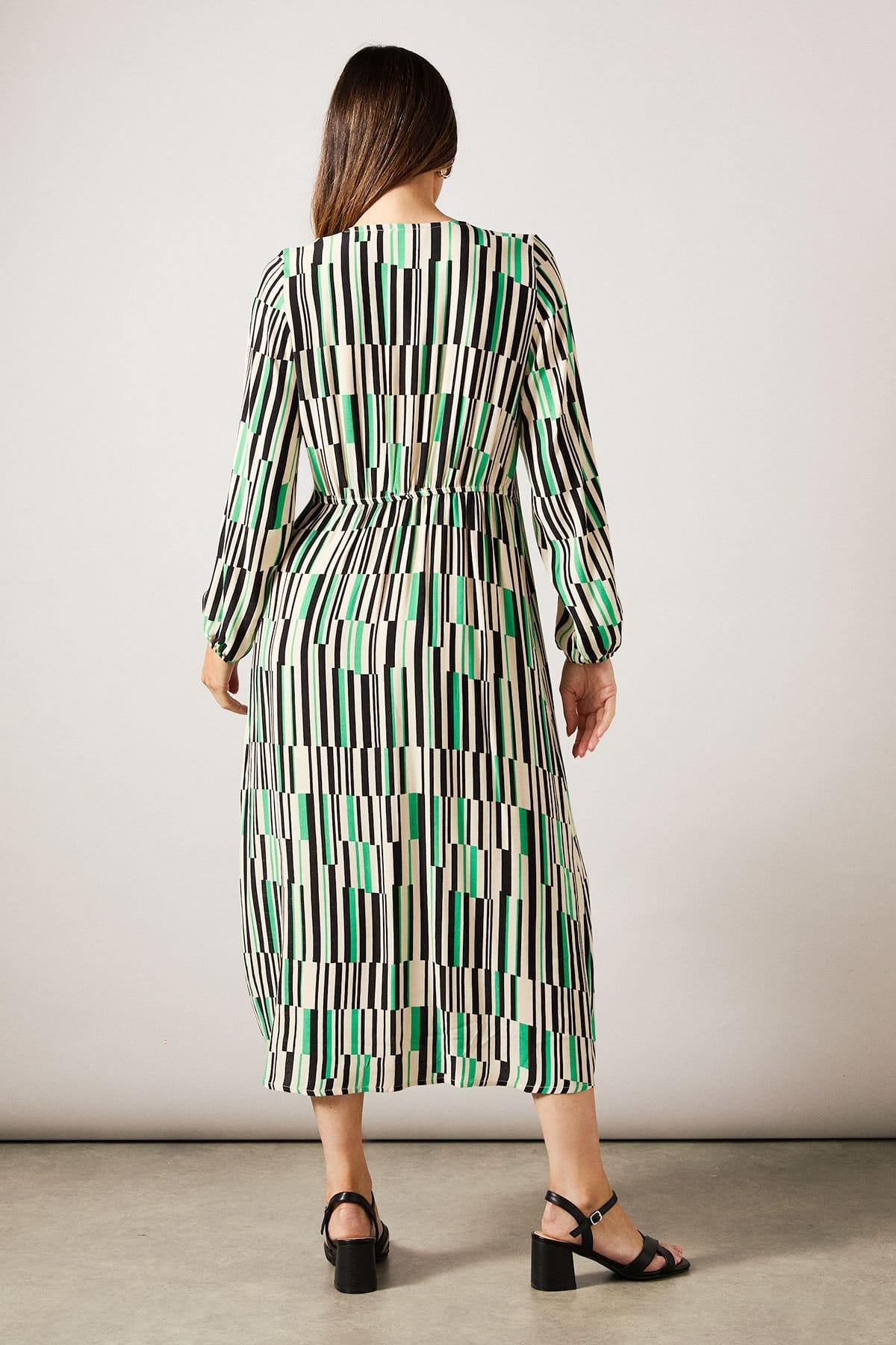 Wallis Wallis Women's Green Geo Tie Front Midi Dress - 4