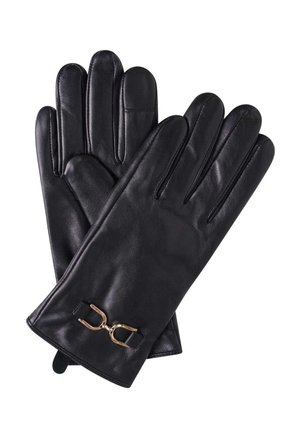 Barneys Originals Barneys Originals Black Horsebit Leather Gloves