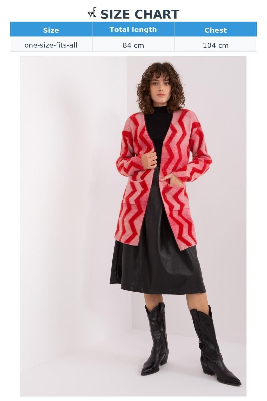 Love Lace Love Lace Women's Geometric Pattern Soft Knit Cardigan in Red - 4