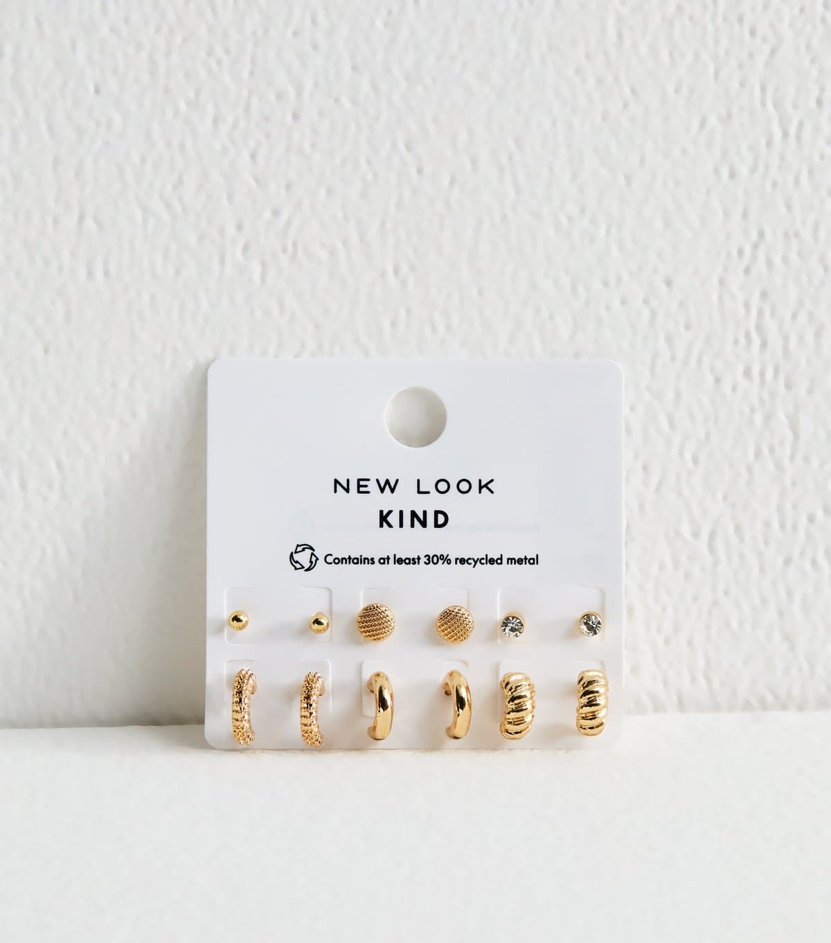New Look 6 Pack Gold Tone Studs and Hoops Diamante and Twist Design New Look