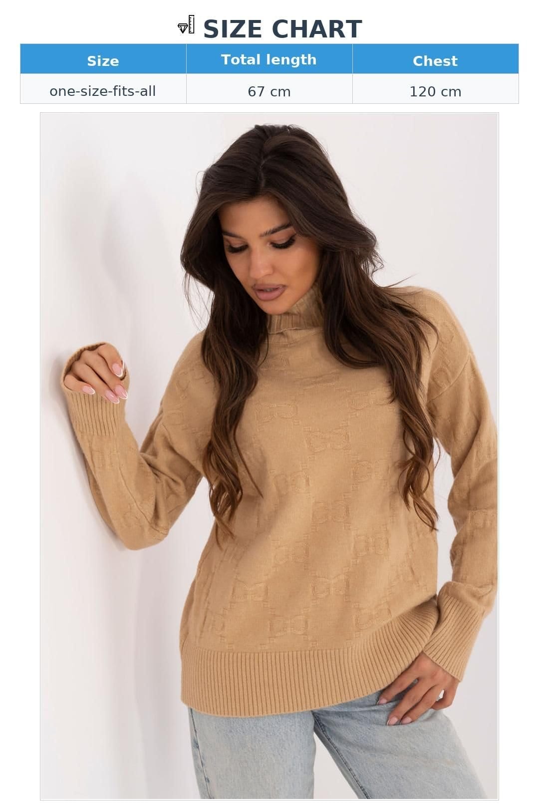 Love Lace Love Lace Women's Textured Turtleneck Sweater for Everyday Wear Style 199436 in Camel - 4