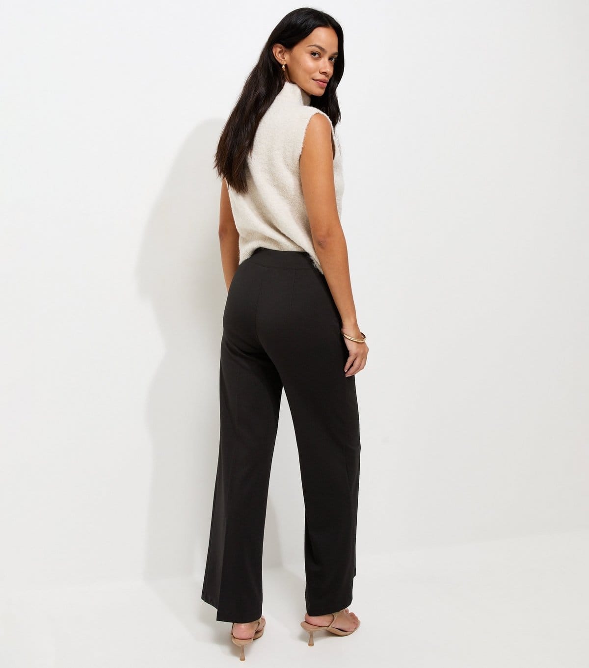 New Look Women's Black Jersey Wide Leg Trousers New Look - 4