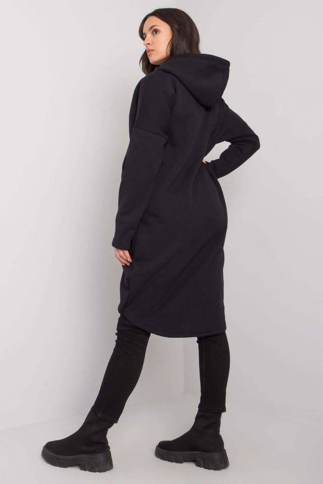 Love Lace Love Lace Women's Asym Hem Zip Hood Sweatshirt with Pockets in Black - 2
