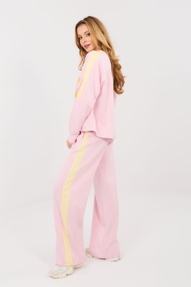 Love Lace Love Lace Women's Sporty Striped Tracksuit Set with Sweatshirt in Pink - 2