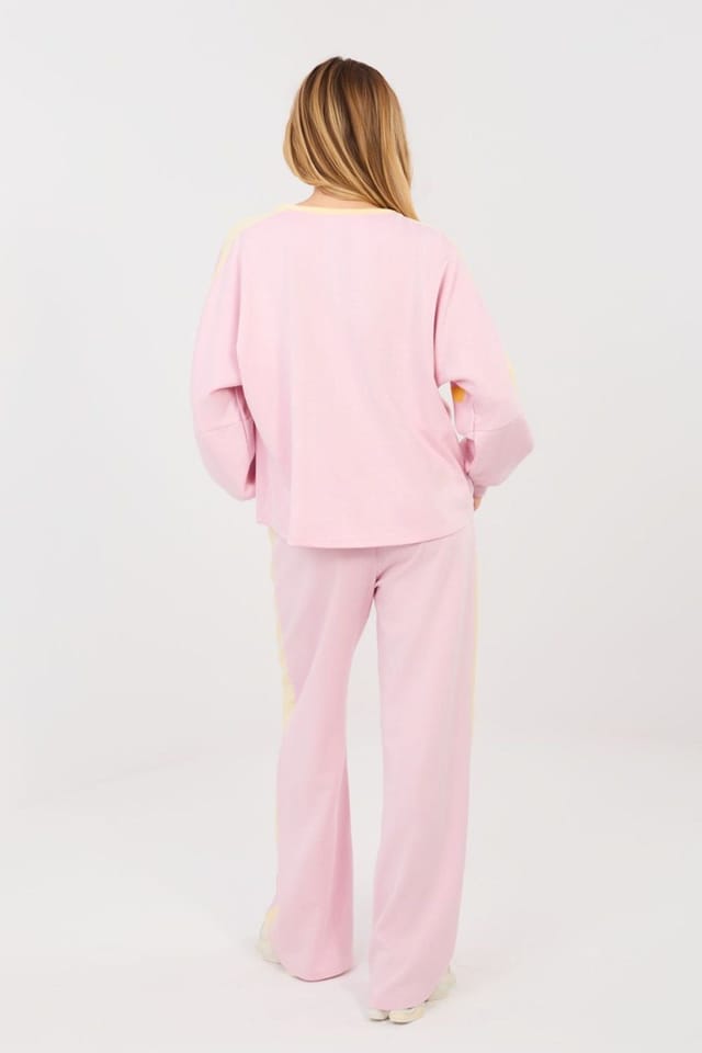 Love Lace Love Lace Women's Sporty Striped Tracksuit Set with Sweatshirt in Pink - 3