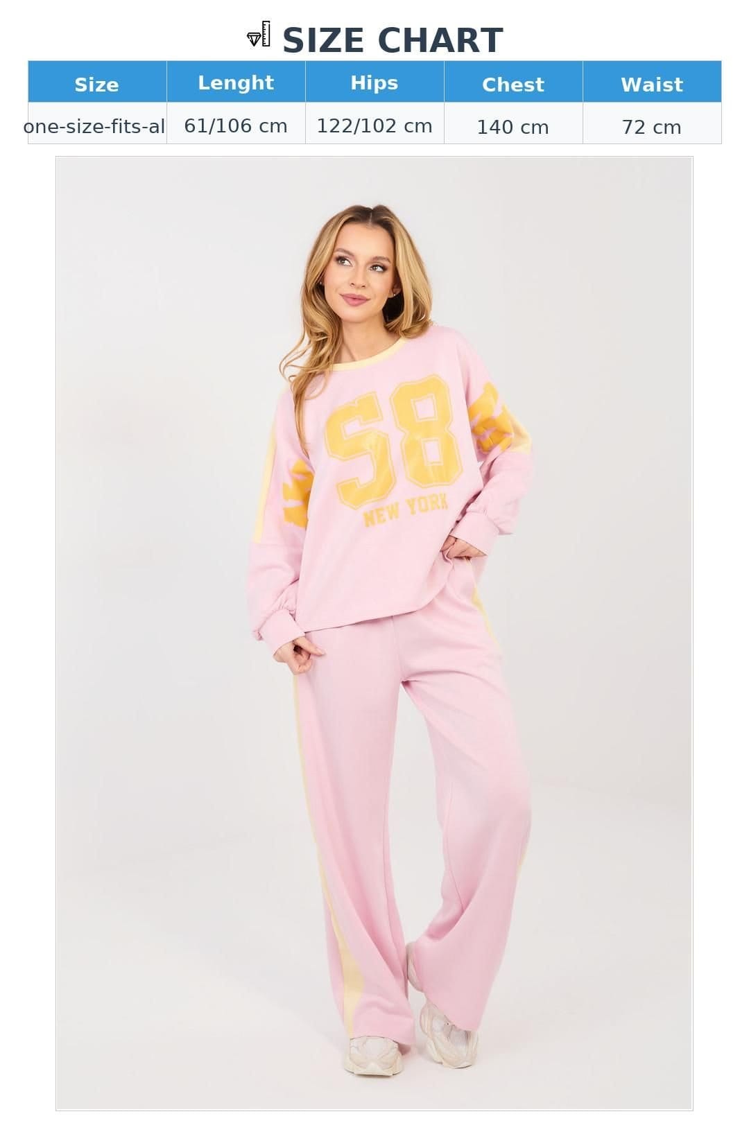 Love Lace Love Lace Women's Sporty Striped Tracksuit Set with Sweatshirt in Pink - 4