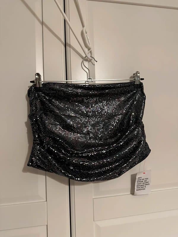 ASOS ASOS Black & Silver Gathered Bandeau Top