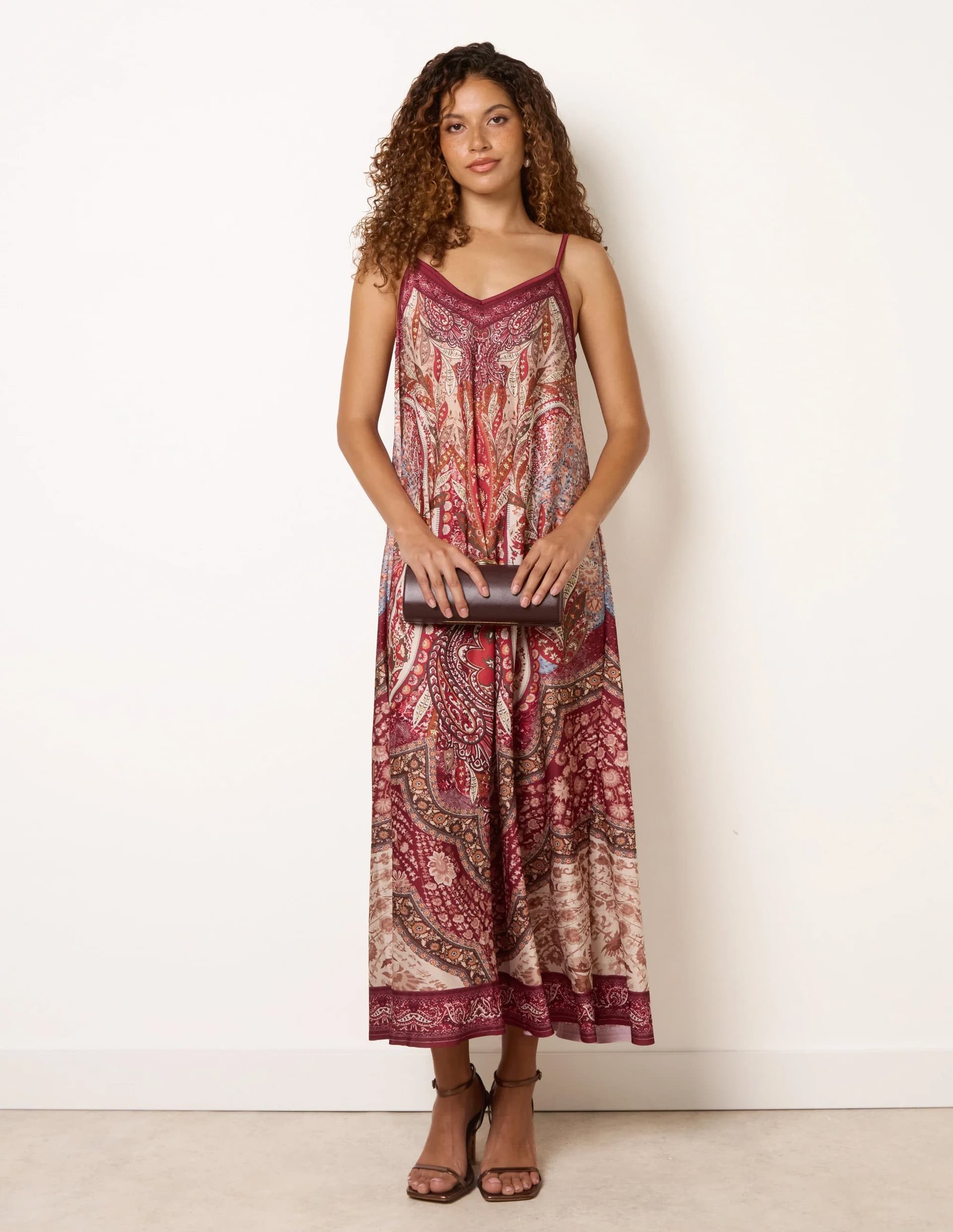 Blue Vanilla Midi Length Dress in Paisley Print