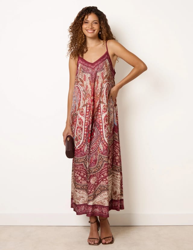 Blue Vanilla Midi Length Dress in Paisley Print - 3
