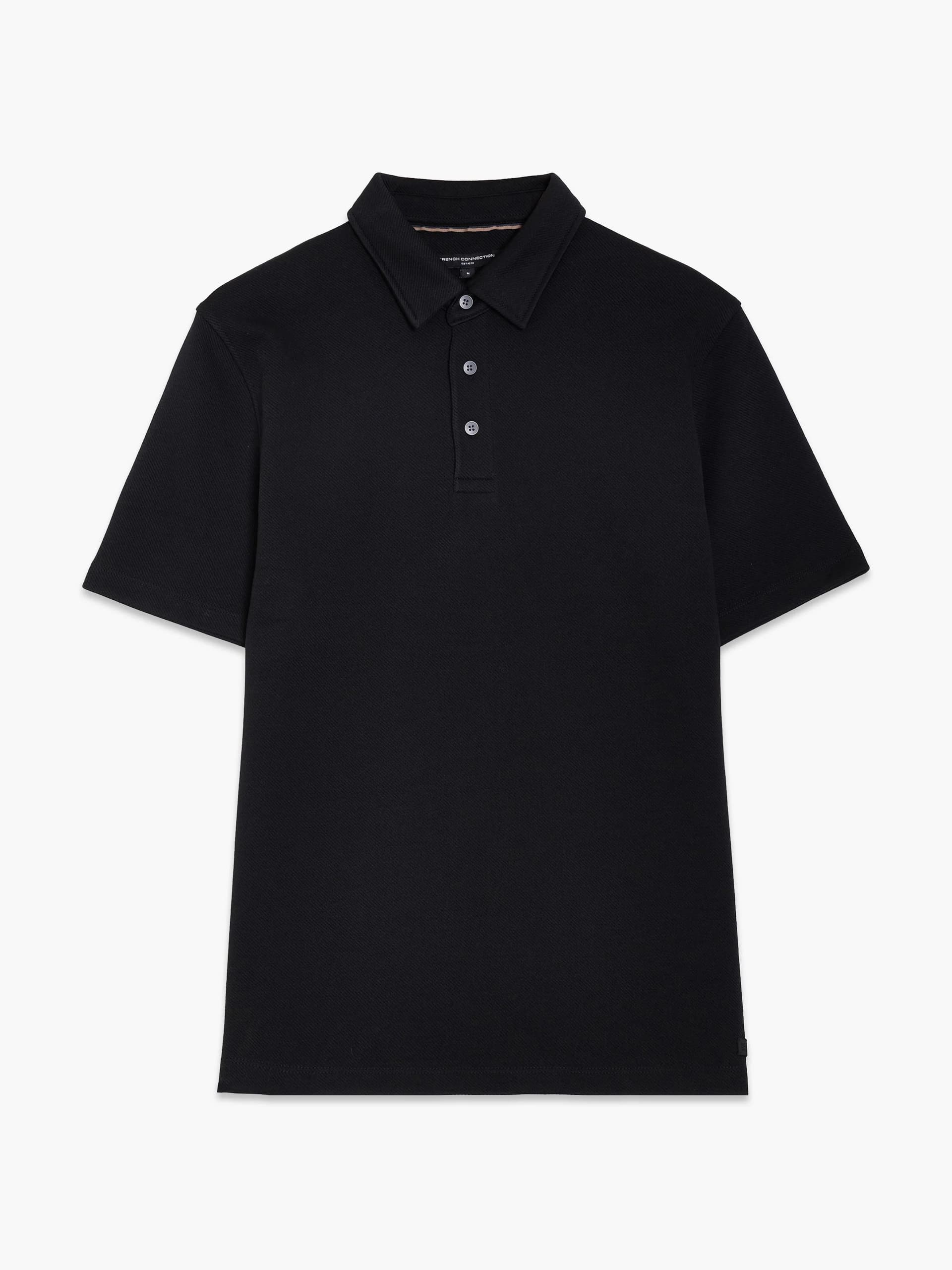 French Connection Short Sleeve Diagonal Stripe Polo Shirt Black