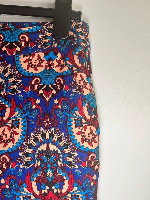 Papaya Papaya Cropped Skinny Trousers Size 12 Blue Red Pattern Stretch