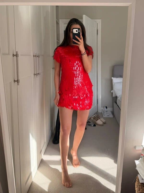 ASOS ASOS Viral Red Sequin Embellished Dress