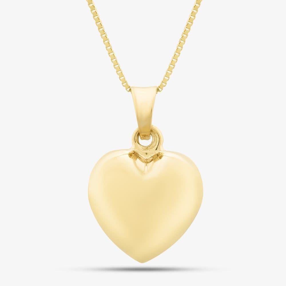 T.H.Baker T.H.Baker Women's 9ct Yellow Gold Polished 3D Heart Necklace GP2261 - 1