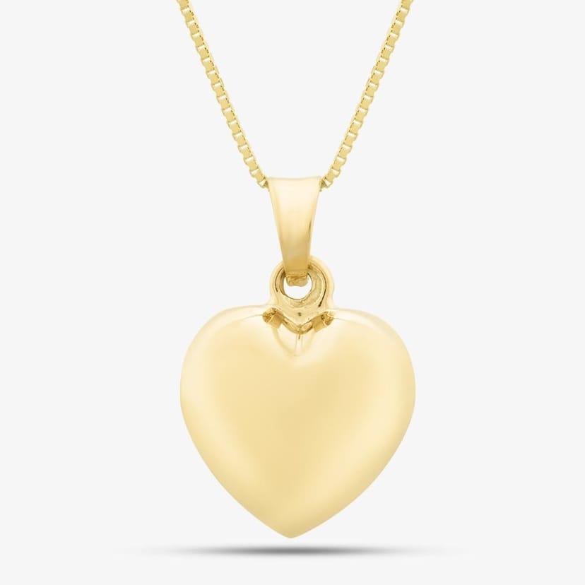 T.H.Baker T.H.Baker Women's 9ct Yellow Gold Polished 3D Heart Necklace GP2261 - 1