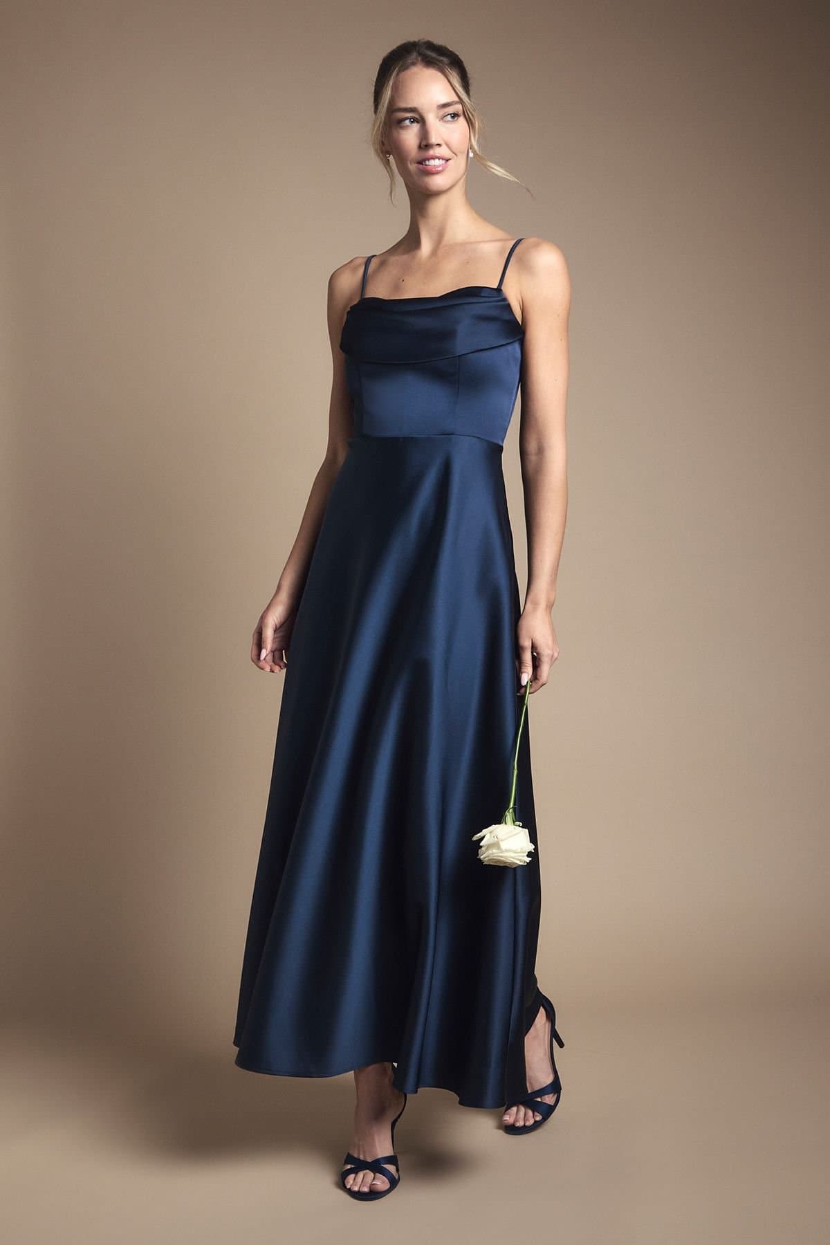 Coast Coast Women's Strappy Drape Bodice Maxi Bridesmaid Dress in Navy