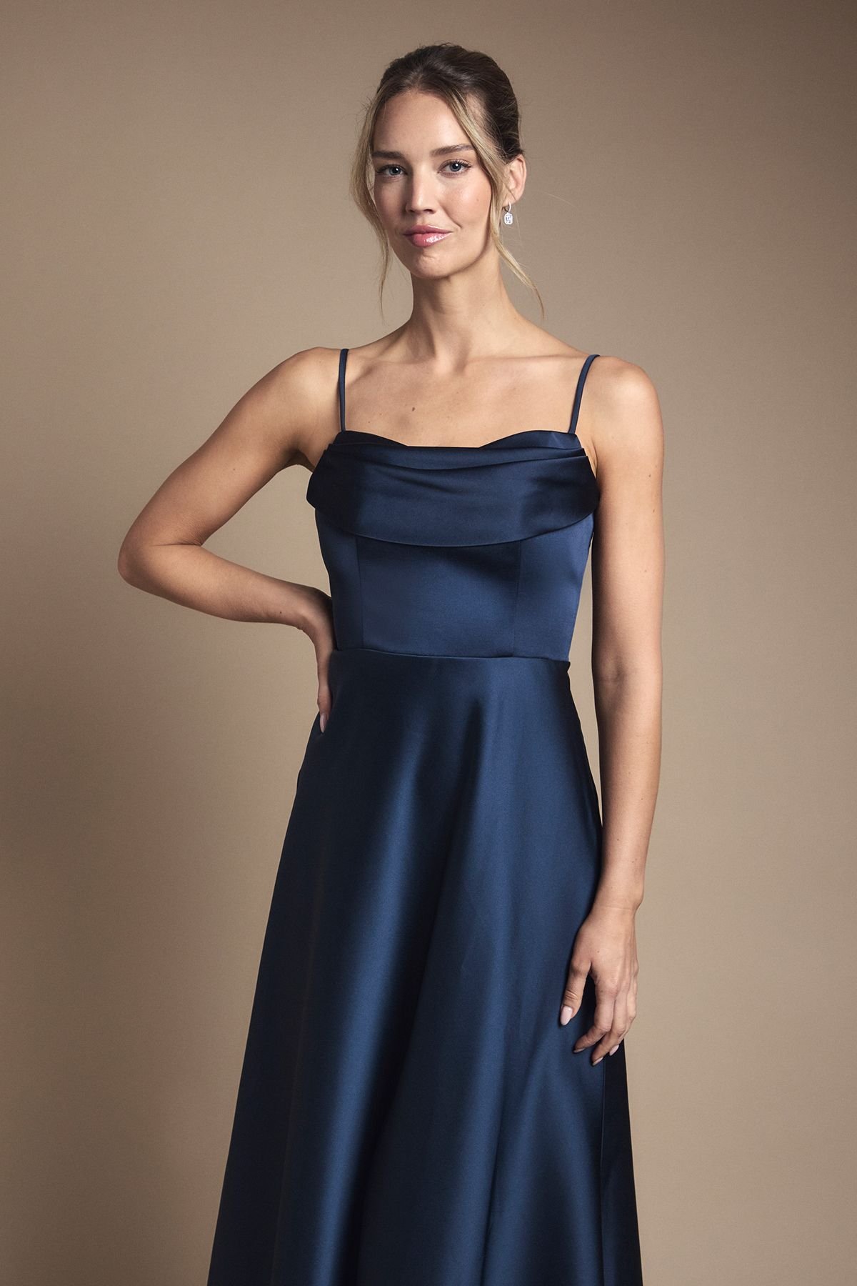 Coast Coast Women's Strappy Drape Bodice Maxi Bridesmaid Dress in Navy - 2