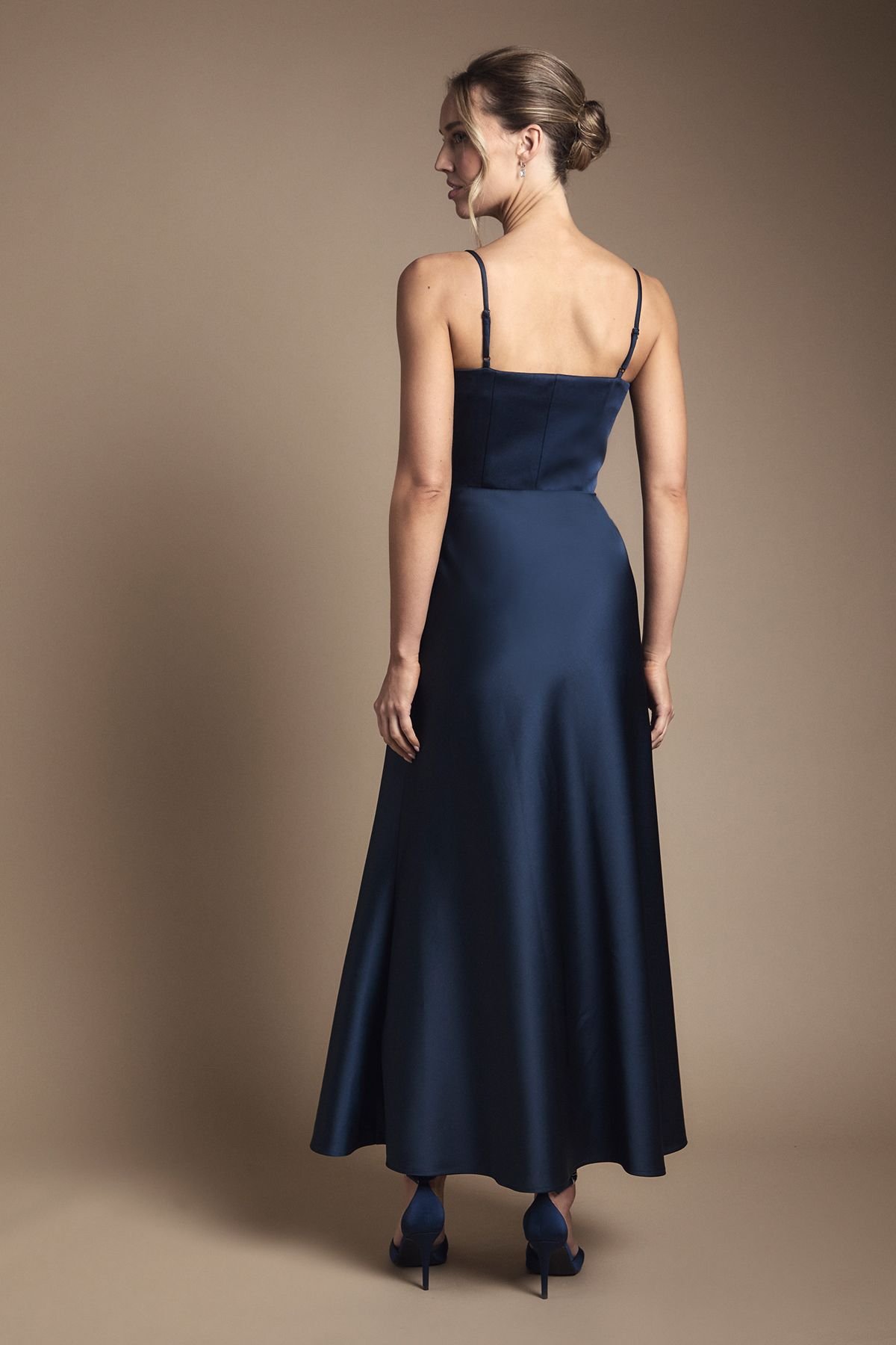 Coast Coast Women's Strappy Drape Bodice Maxi Bridesmaid Dress in Navy - 3