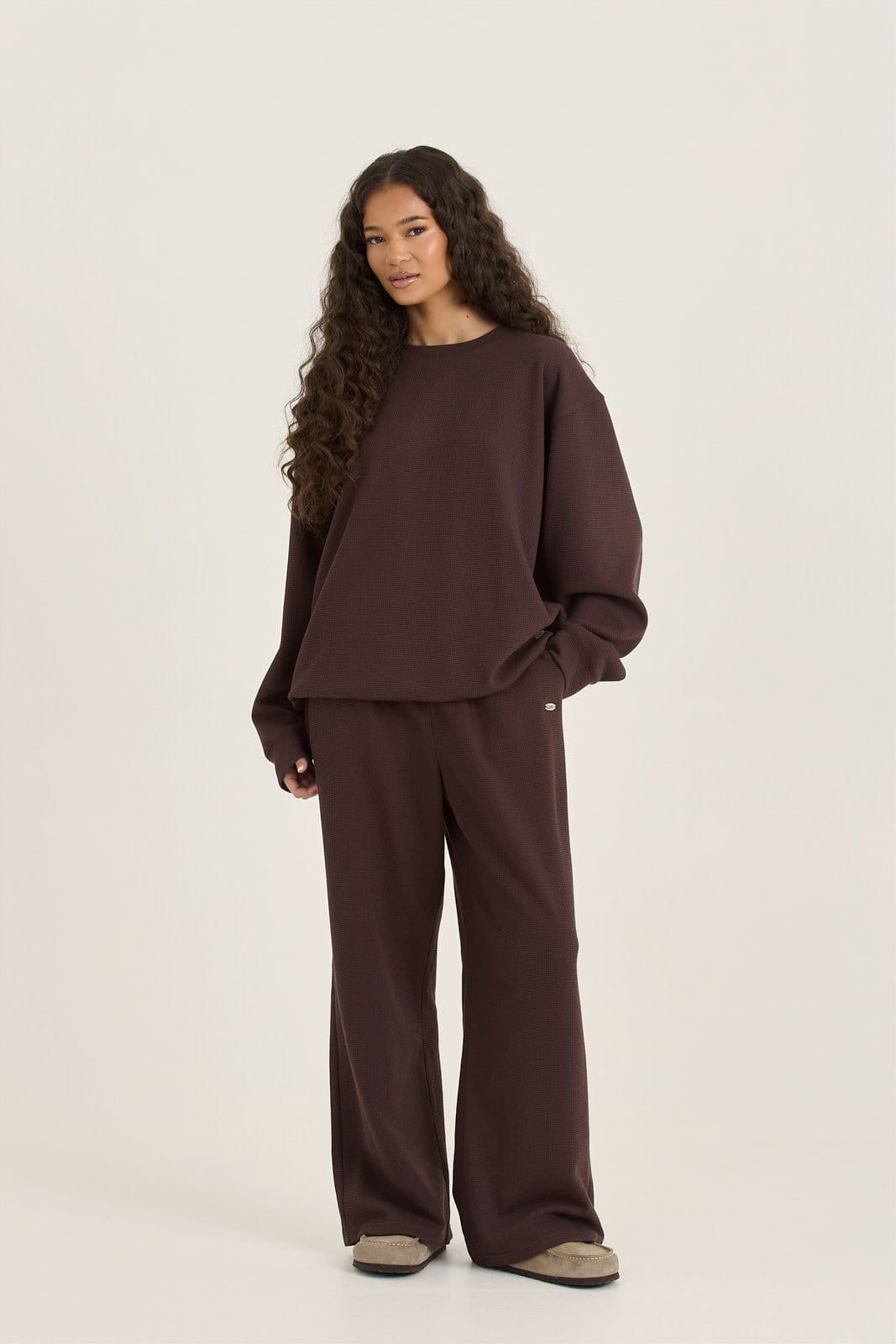 Loom Archives Chocolate Waffle Wide Leg Trousers
