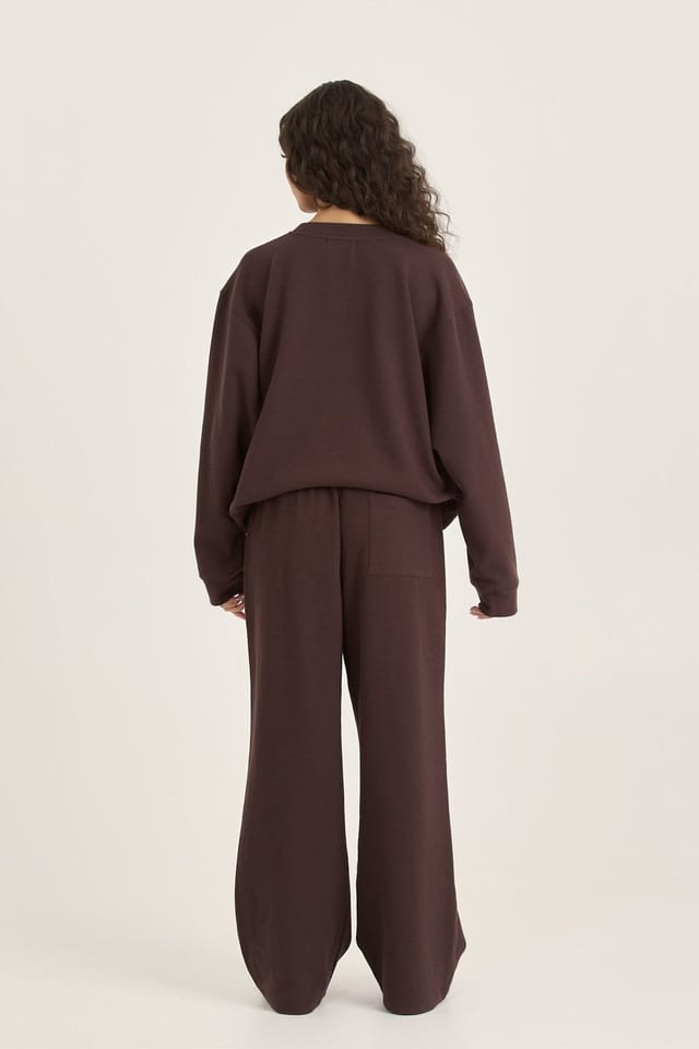 Loom Archives Loom Archives Women's LOOM Waffle Wide Leg Trousers in Chocolate - 3