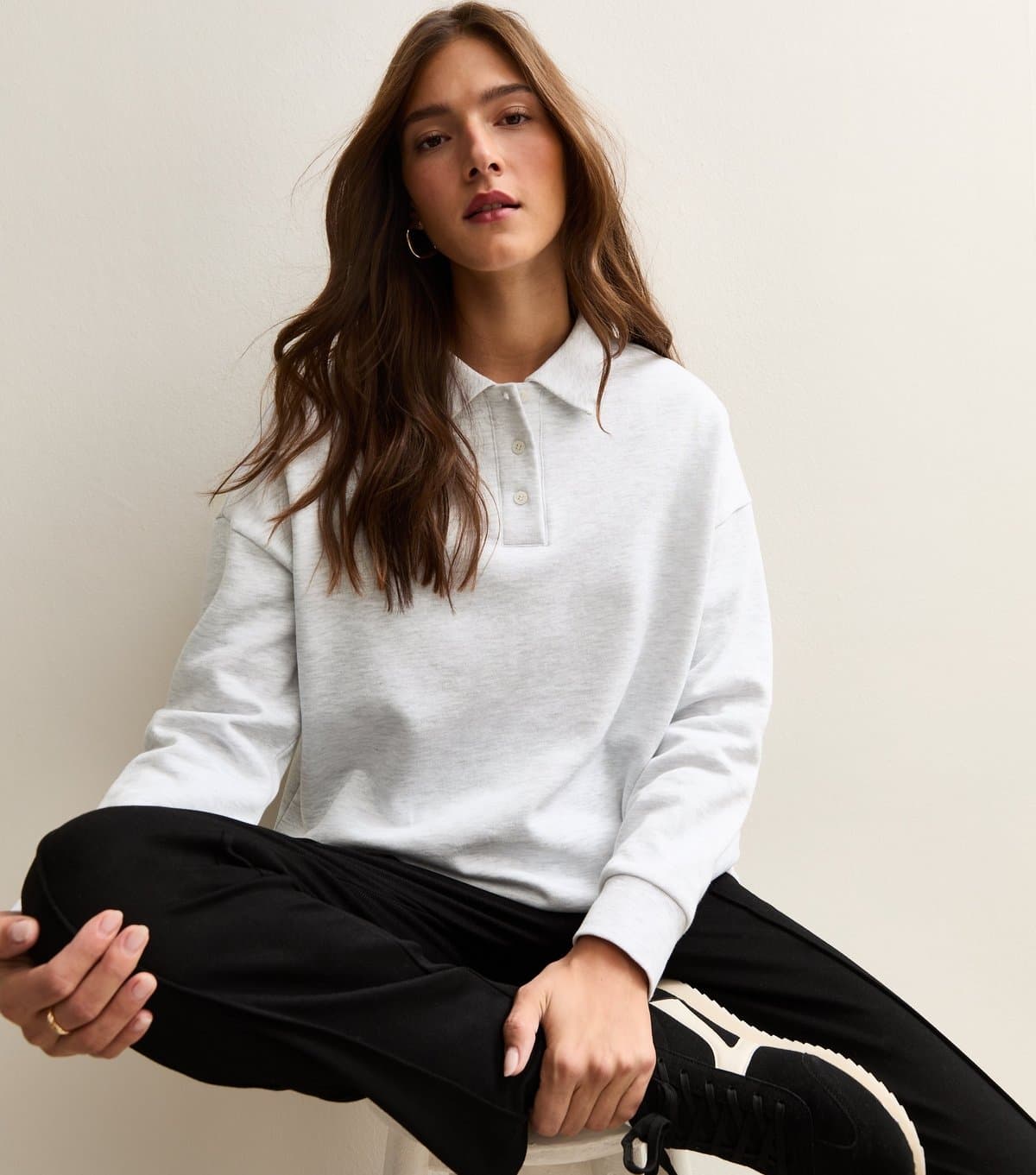 New Look Women's Grey Relaxed Rugby Sweatshirt New Look