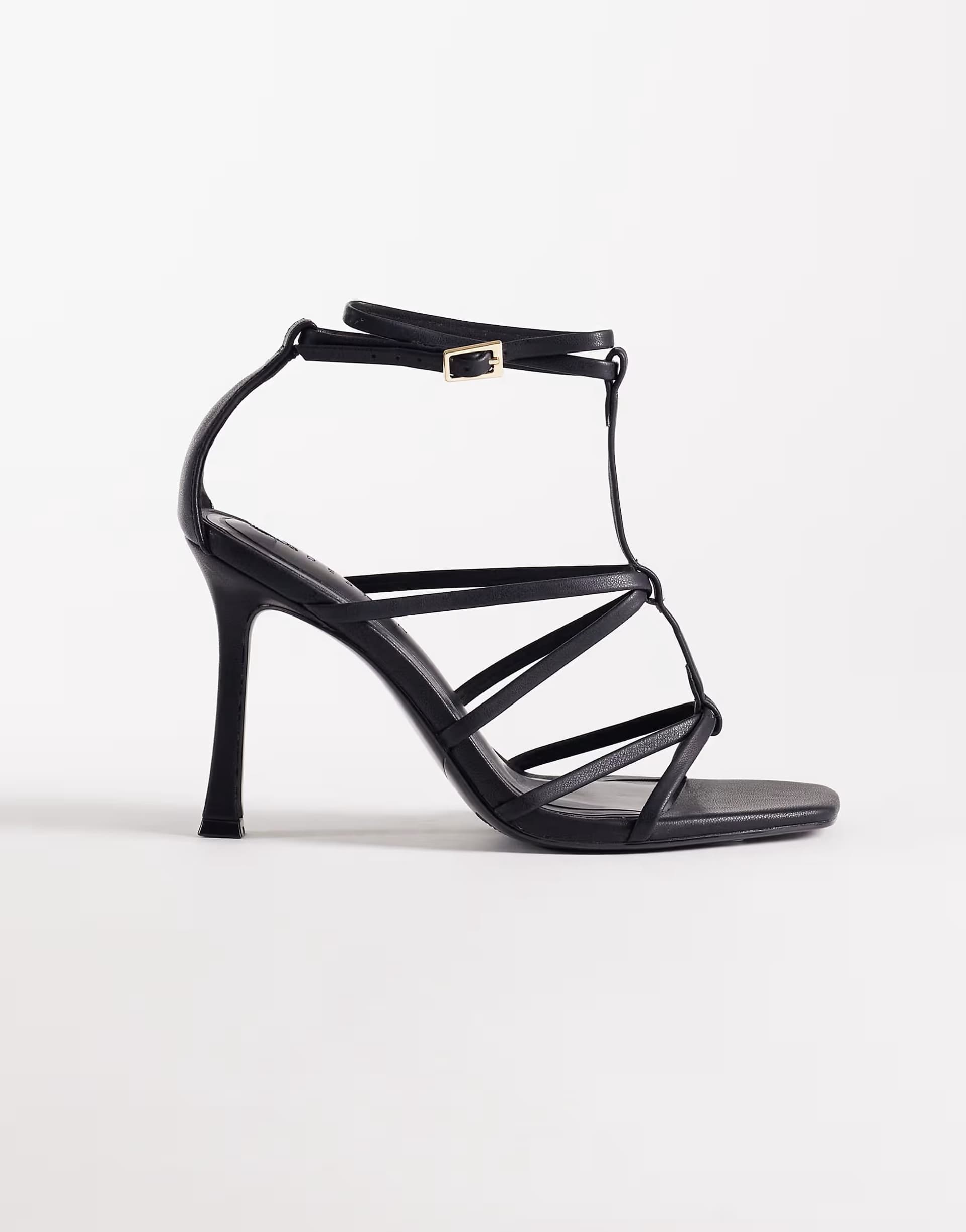 ASOS ASOS Black Leather Caged T Bar High Heel Sandals