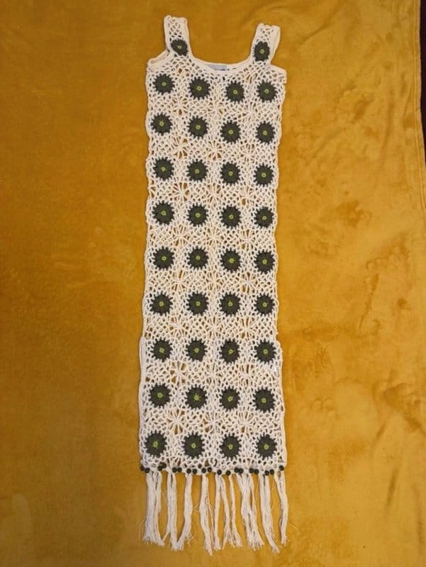 Reclaimed Vintage Crochet Midi Dress with Flowers