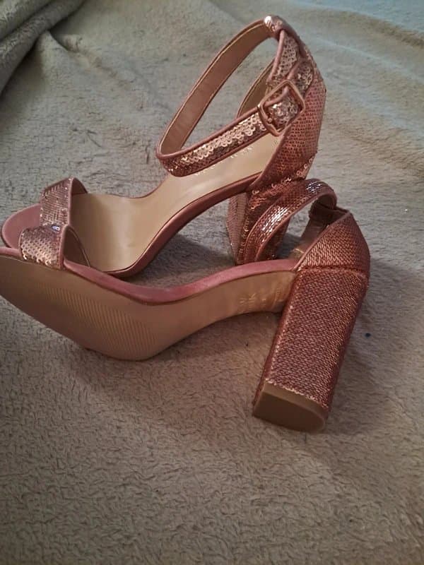 New Look Rose pink sequin heels size UK 5
