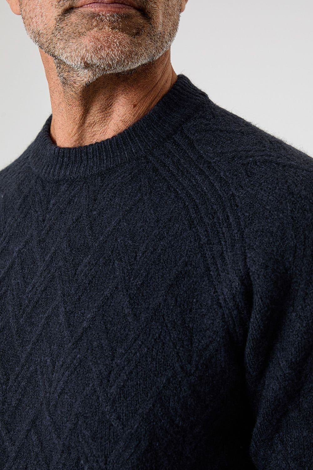 Saltwell Saltwell Men's Textured Knit Crew Neck Jumper in Navy - 4