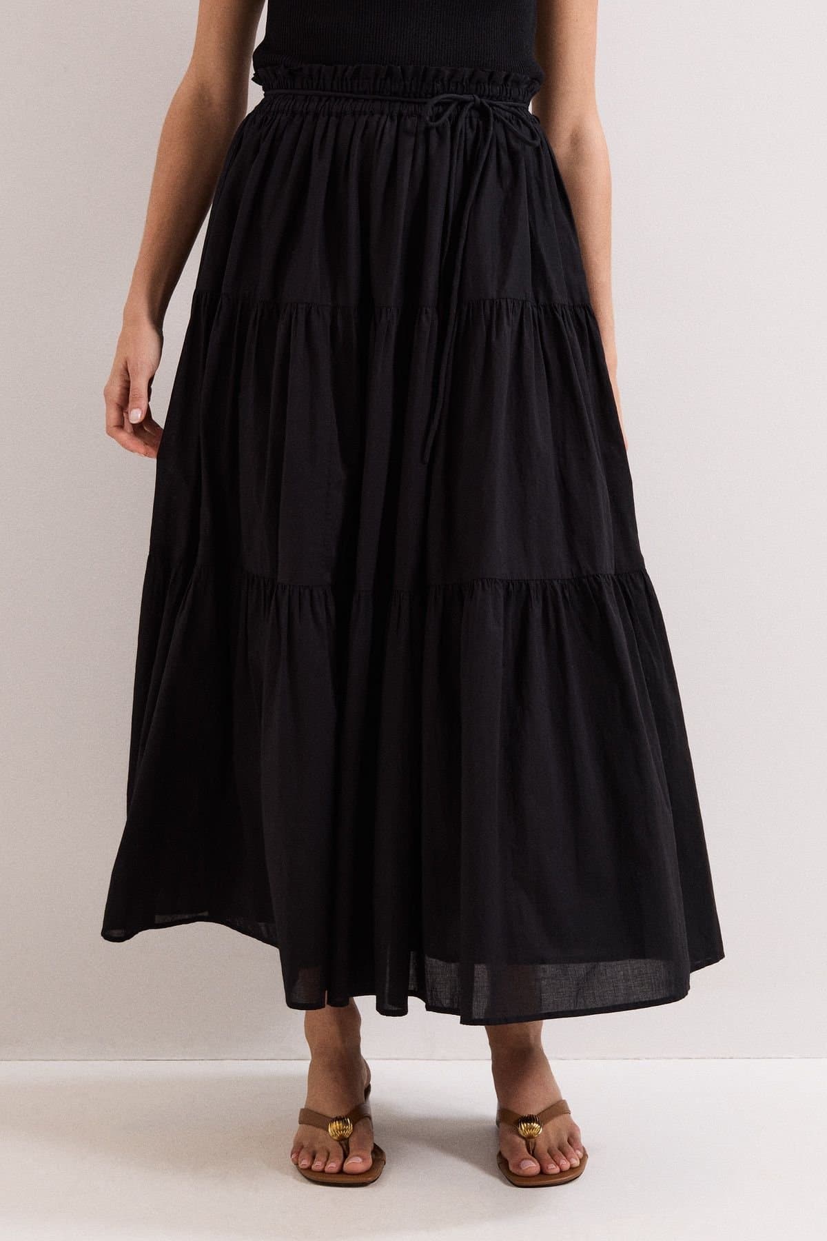 Phase Eight Phase Eight Black Cotton Maxi Skirt