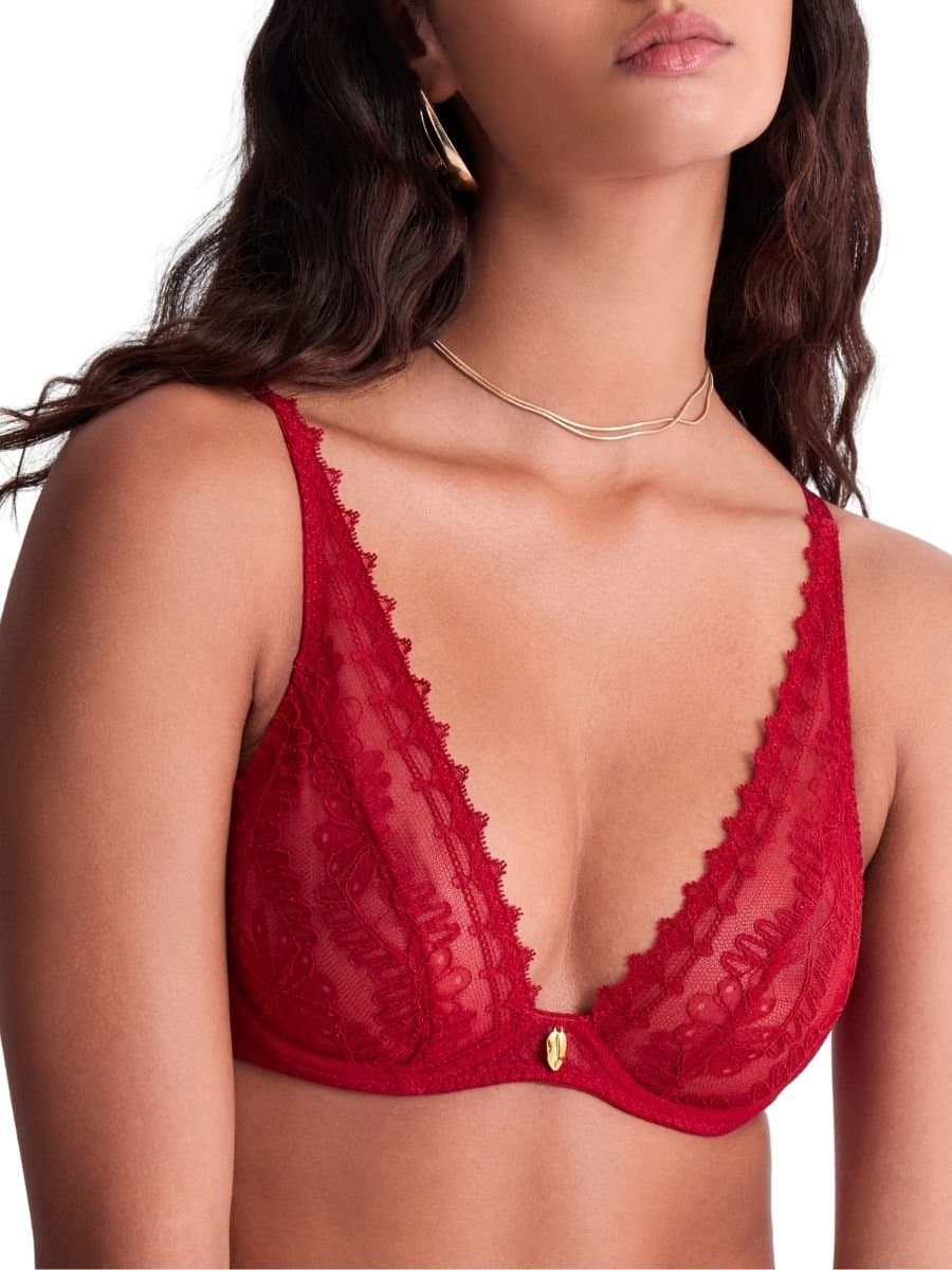Aubade Aubade Women's Mystery Of Love Ultra Low Triangle Plunge Bra in Red