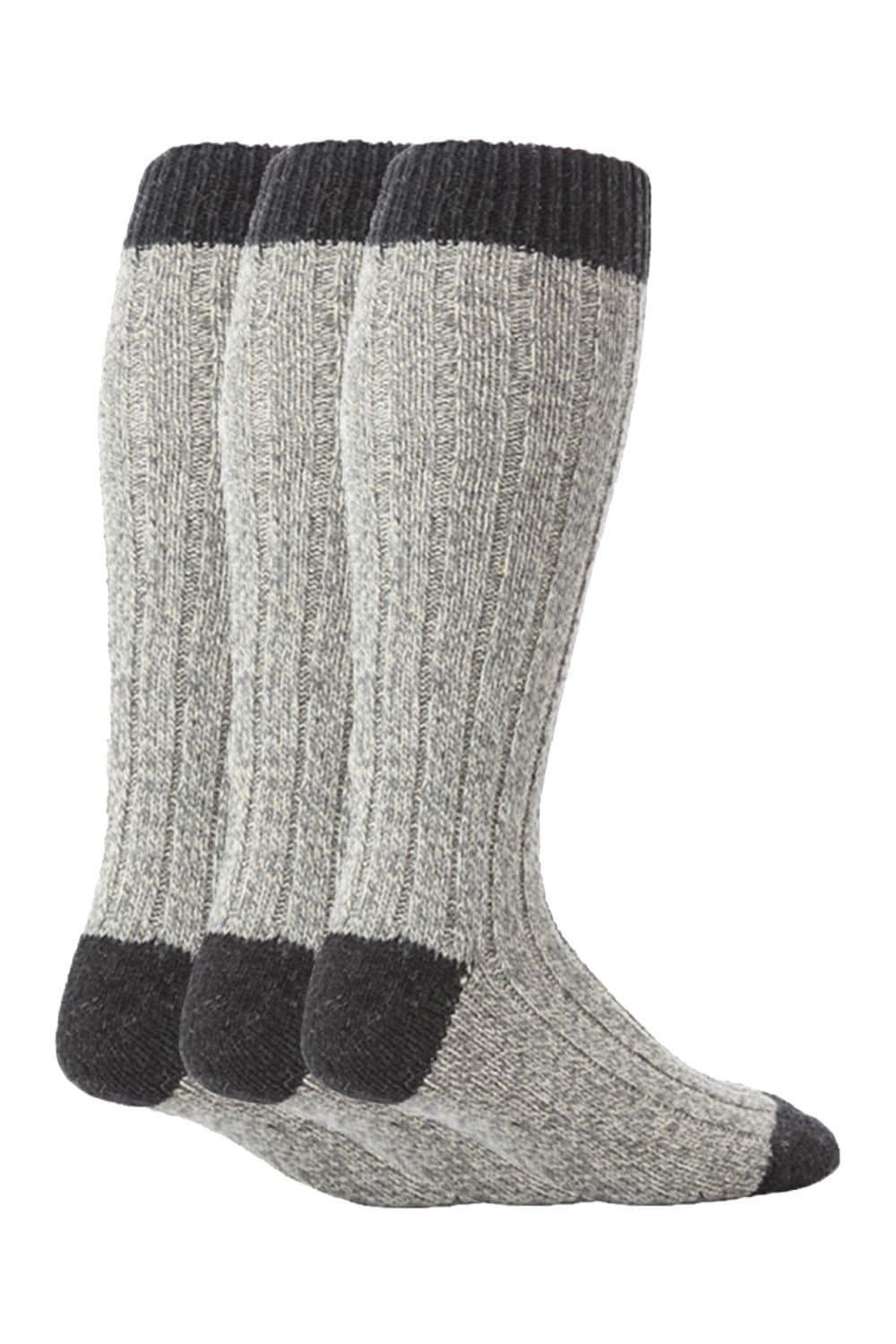 SOCKSHOP Workforce SOCKSHOP Workforce Men's 3 Pack Extra Long Knee High Knitted Wool Boot Socks in Grey