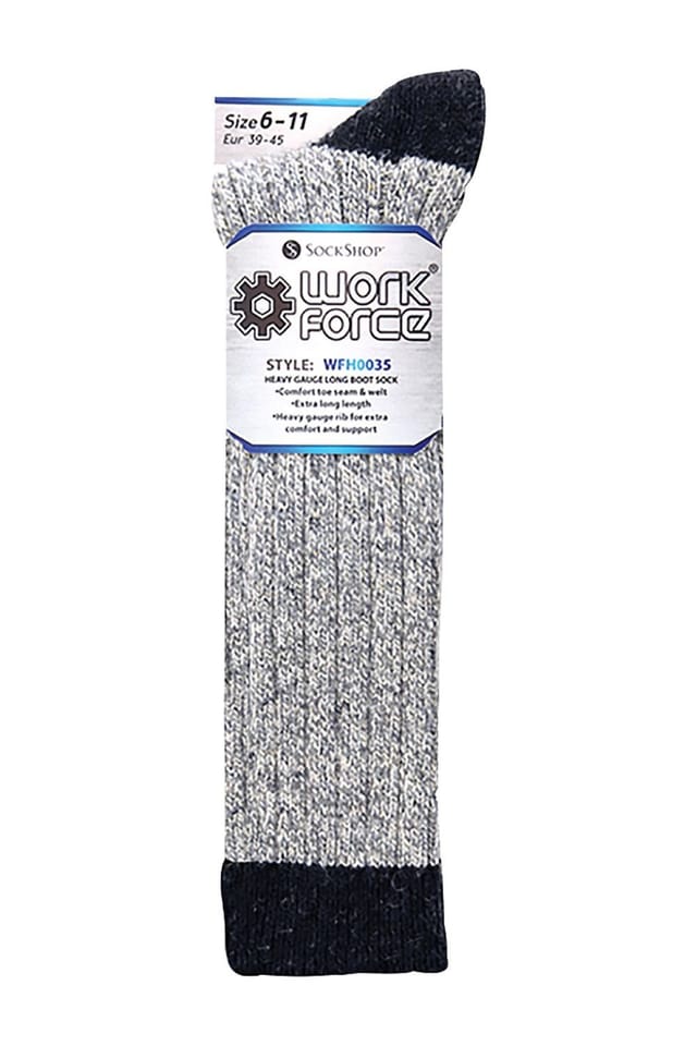SOCKSHOP Workforce SOCKSHOP Workforce Men's 3 Pack Extra Long Knee High Knitted Wool Boot Socks in Grey - 2