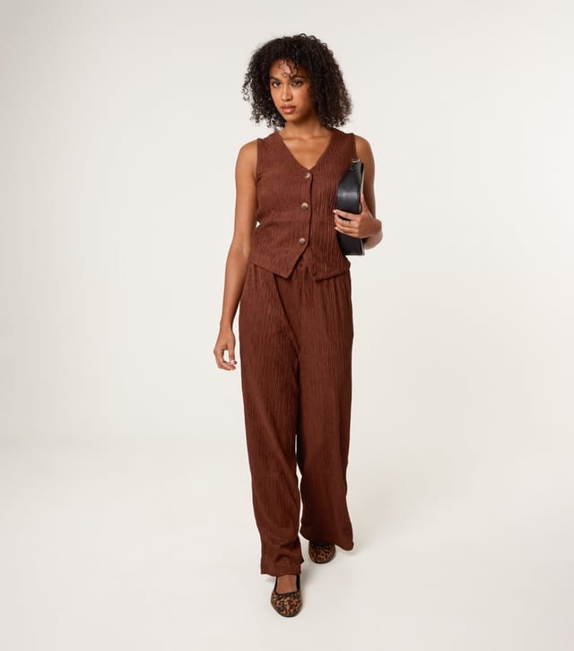 Blue Vanilla Women's Brown Textured Waistcoat Blue Vanilla New Look - 2