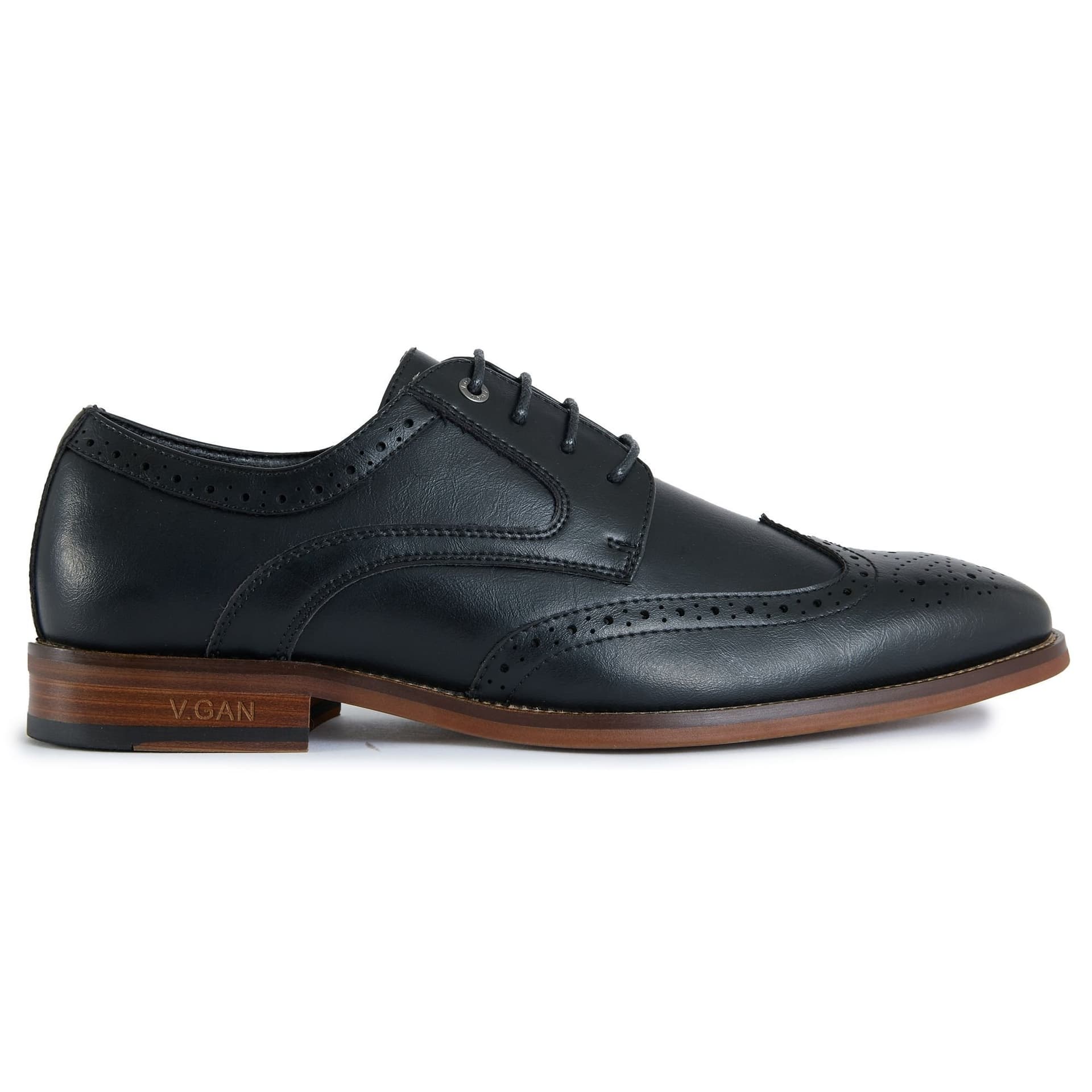 V.GAN V.GAN Men's Mocha Brogue Shoes in Black