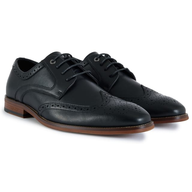 V.GAN V.GAN Men's Mocha Brogue Shoes in Black - 2