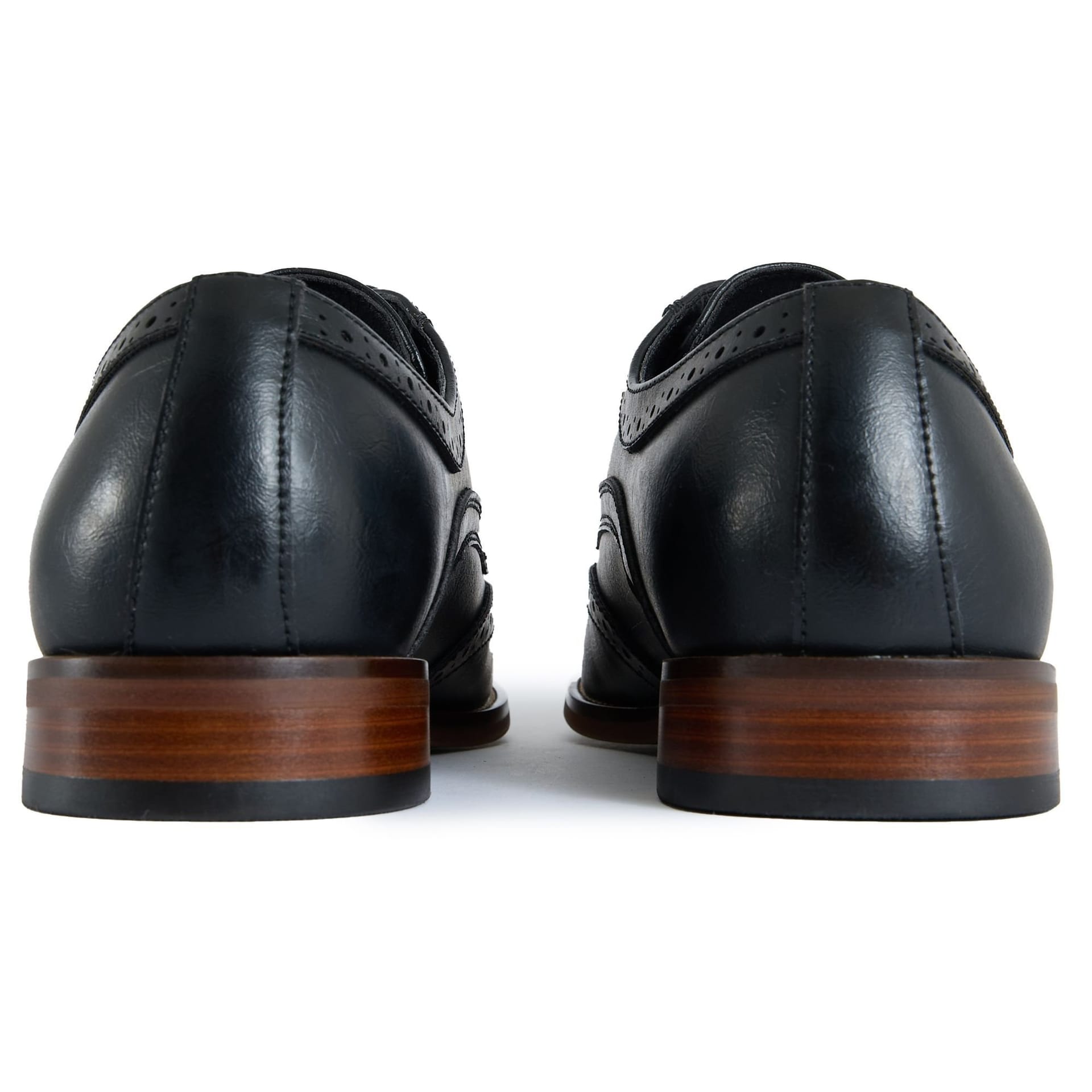 V.GAN V.GAN Men's Mocha Brogue Shoes in Black - 4