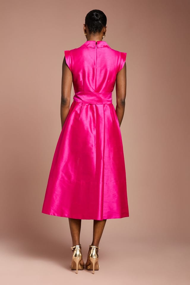 Coast Coast Women's Tailored Sleeveless Shimmer Midi Dress in Magenta - 3