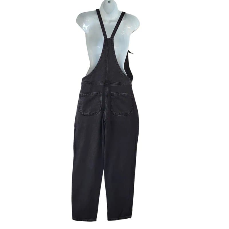 New Look MNG Dungarees Tapered Denim Washed Black UK Women's Size XS 6 W24-28 L27