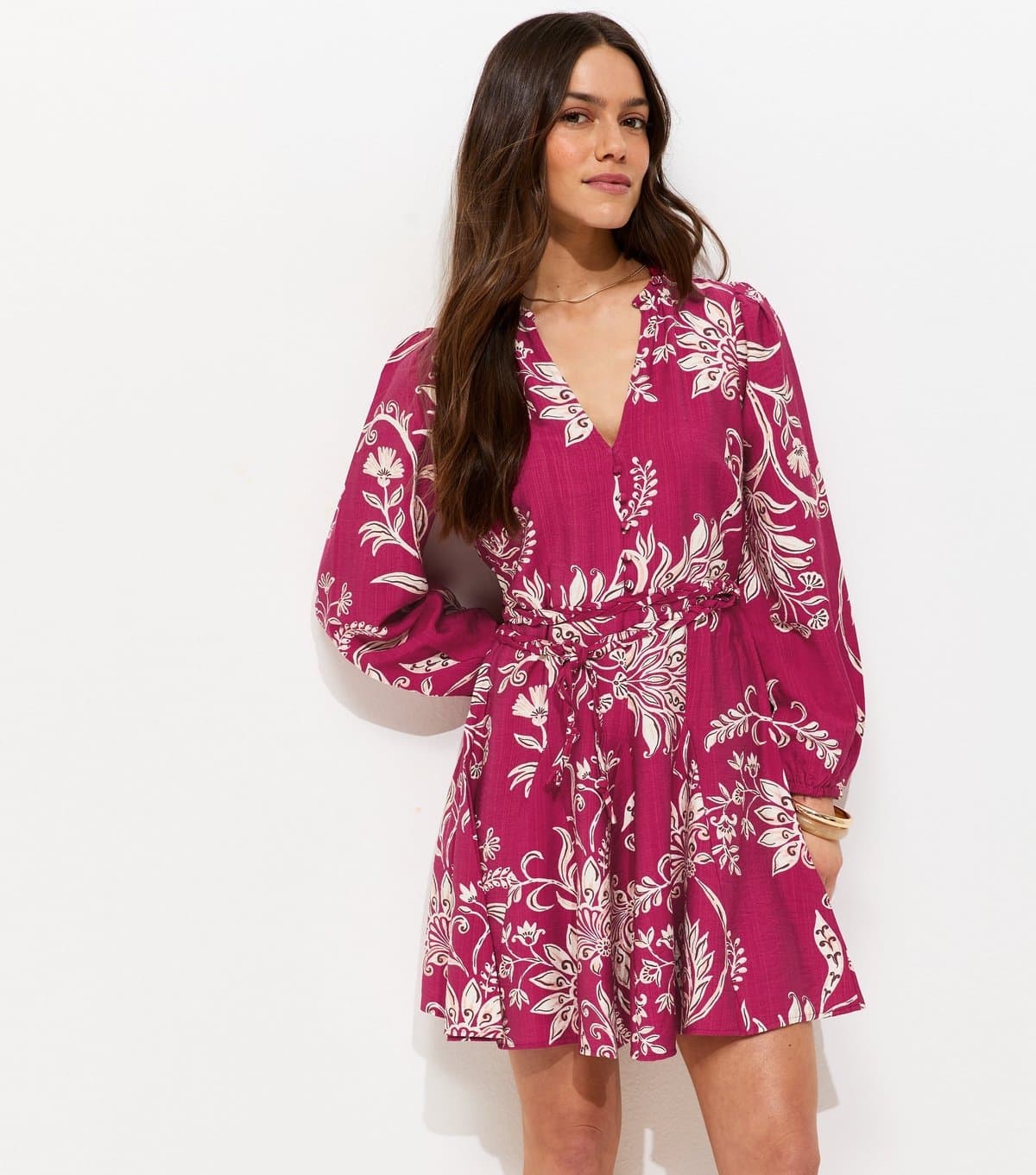 New Look Women's Petite Red Floral Print Godet Flippy Mini Dress New Look