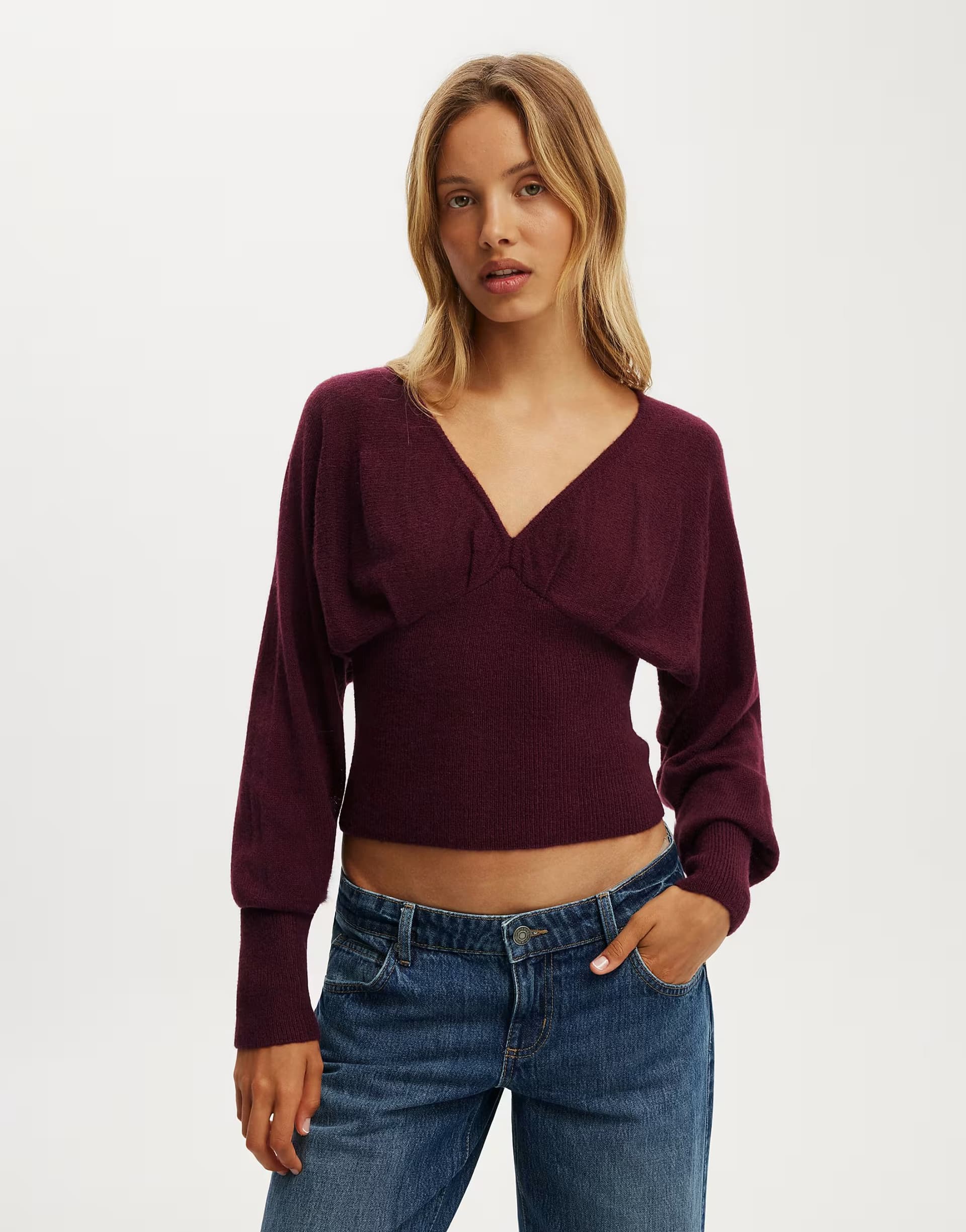 ASOS Cotton On Feather v knit top in purple