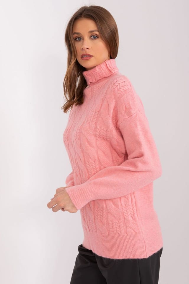 Love Lace Love Lace Women's Variegated Acrylic Turtleneck Long Sleeve Sweater in Pink - 2